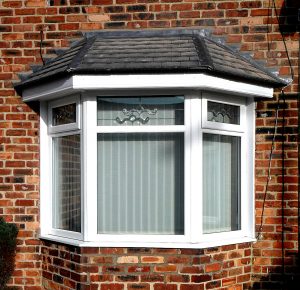 bay window with tiled roof