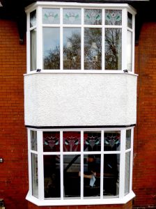 double bay window with traditional glass design