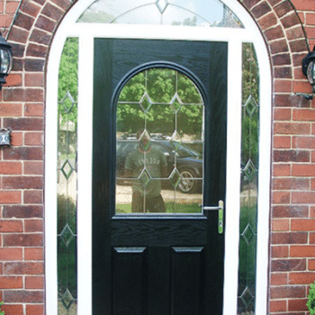patterned glass black composite arched door