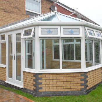 contemporary upvc conservatory with patio doors