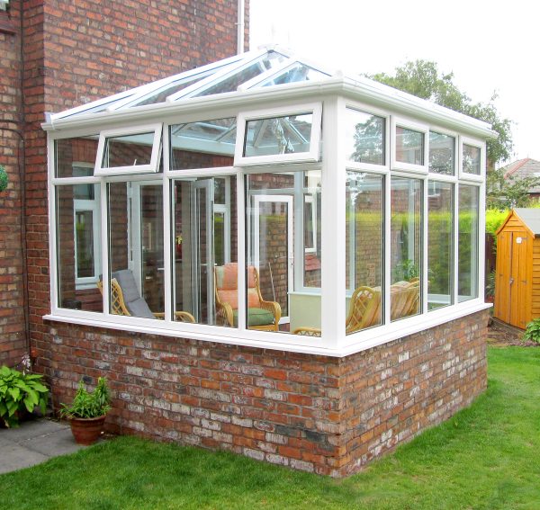 Glass Extension with half brick base