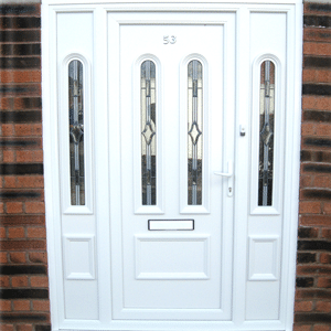 White upvc door with white side panels