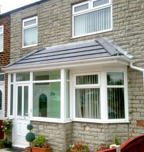 white upvc porch ideas with lightweight tiled roof