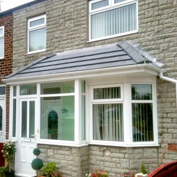white upvc porch ideas with lightweight tiled roof