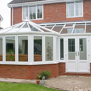 White upvc P-Shape conservatory combined extension