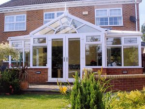 T Shaped Conservatory With White uPVC double glazing