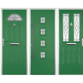 green coloured composite doors