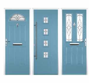 light blue coloured composite doors