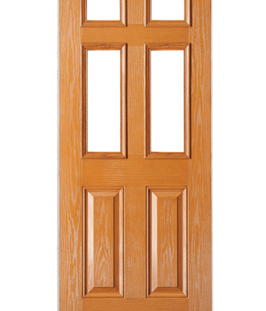 Composite door gold oak classical half glazed