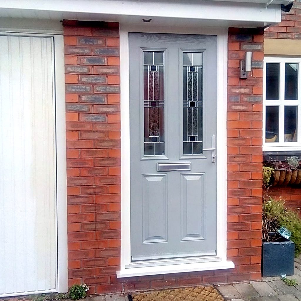 light grey front door